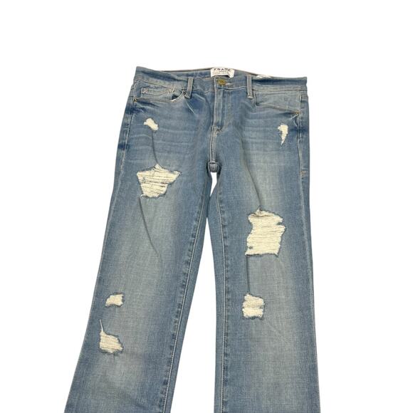 FRAME Le Skinny de Jeanne High Rise Stretch Jeans Distressed Light Wash 28 - Picture 4 of 8